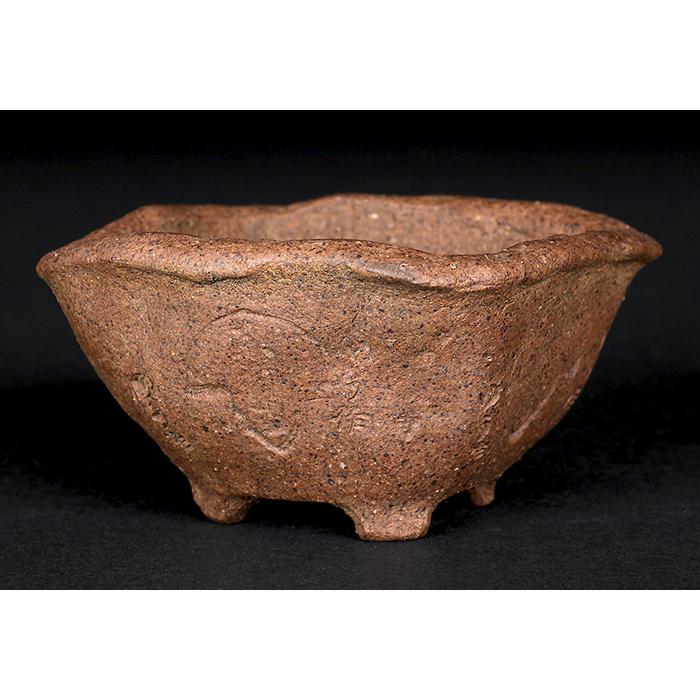 盆栽鉢 植木鉢 「二代東福寺手びねり正方鉢」 盆器 泥鉢 作家鉢 二代目