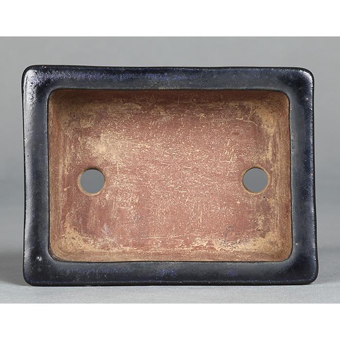 盆栽鉢 二代東福寺瑠璃釉長方鉢 植木鉢 平安東福寺 水野勇 落款あり