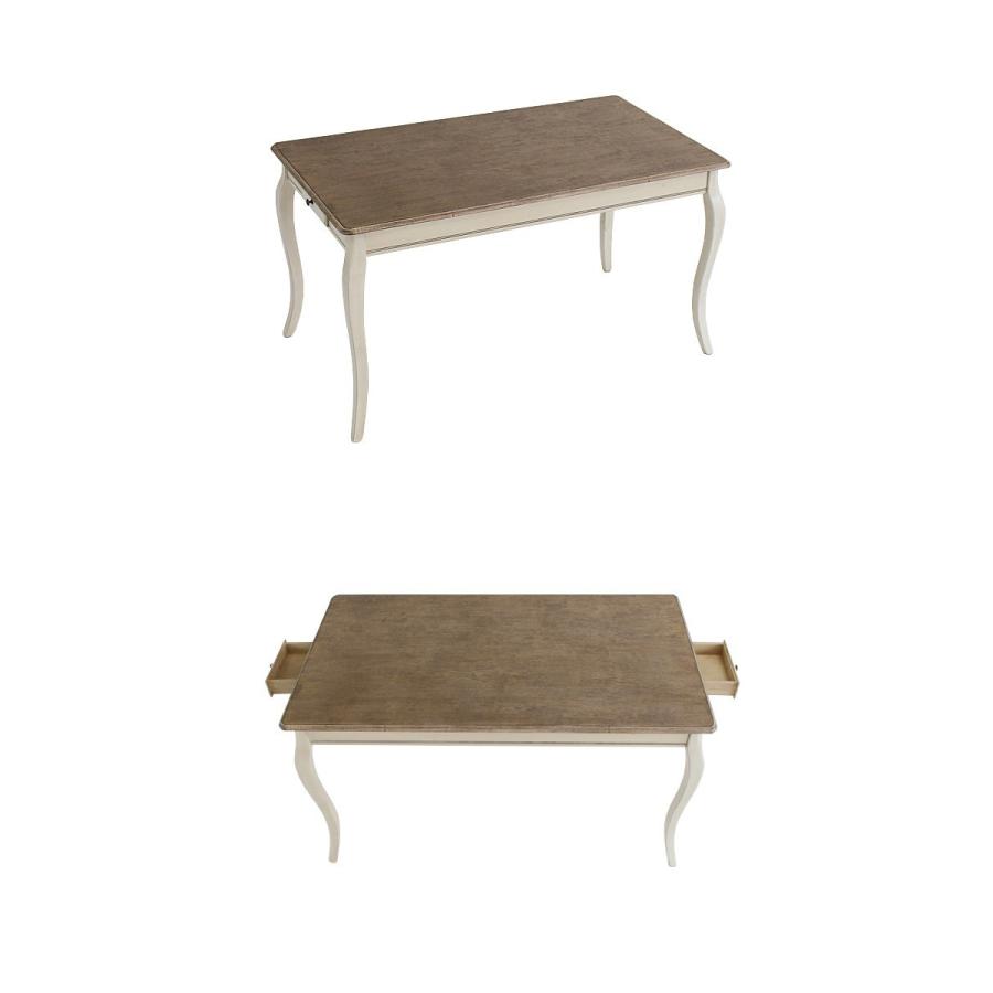 アンティーク調 ダイニングテーブル ホワイト 引出し 引き出し