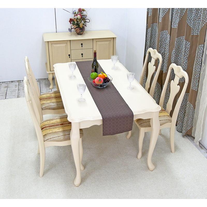 洋風 欧風 フレンチ 猫脚 ダイニングテーブル 5点 チェアセット