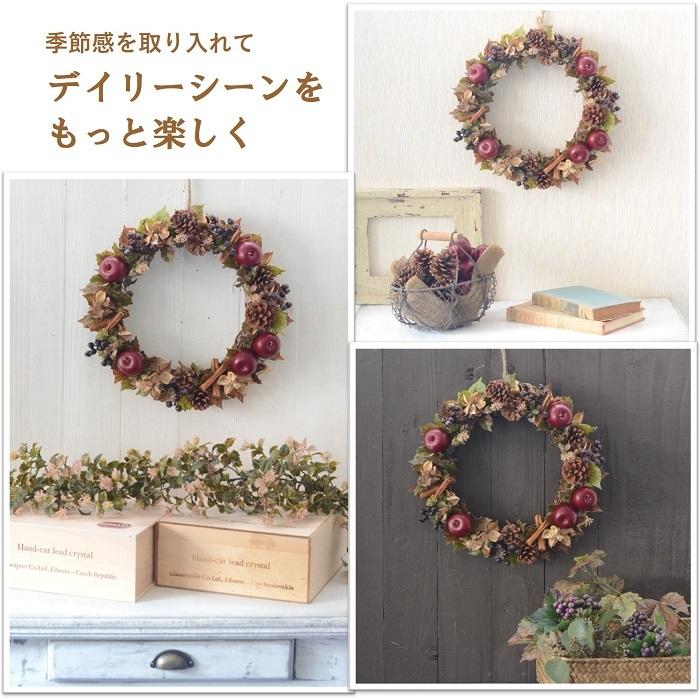 リース 完成品 30cm 木の実とりんごリース 玄関 造花 新築祝い 玄関