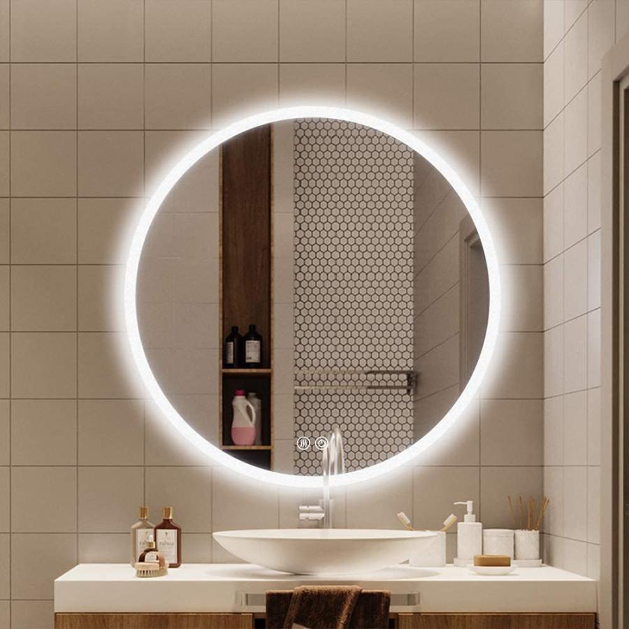 ミルオ君の鏡工房 ledミラー 丸鏡 60cm 壁掛け 化粧鏡 ライト付き