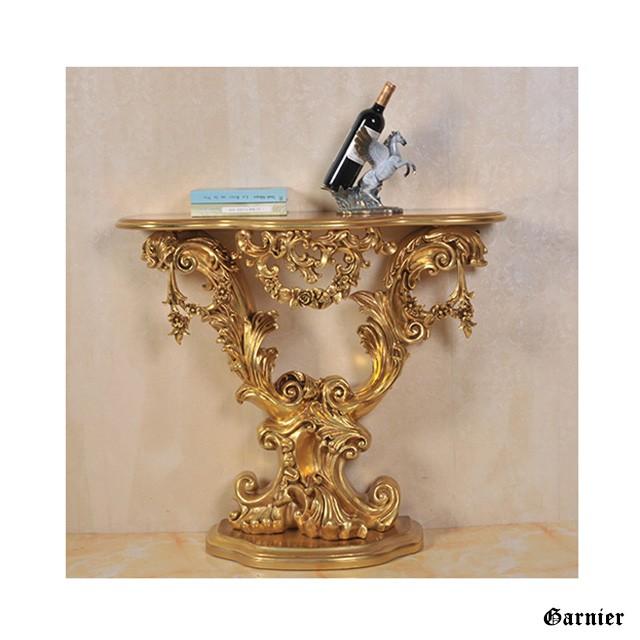 アンティーク調 コンソール テーブル リーフ装飾 ゴールド バロック調