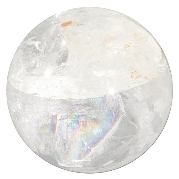 天然 虹入り水晶 ブラジル産 丸玉 約62mm 穴なし 天然石