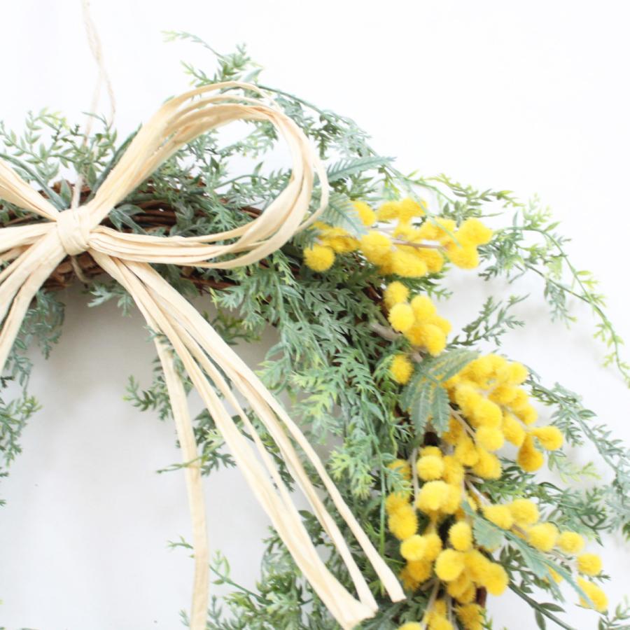 ミモザ リース 造花【Lサイズ】玄関 お洒落 アーティフィシャル