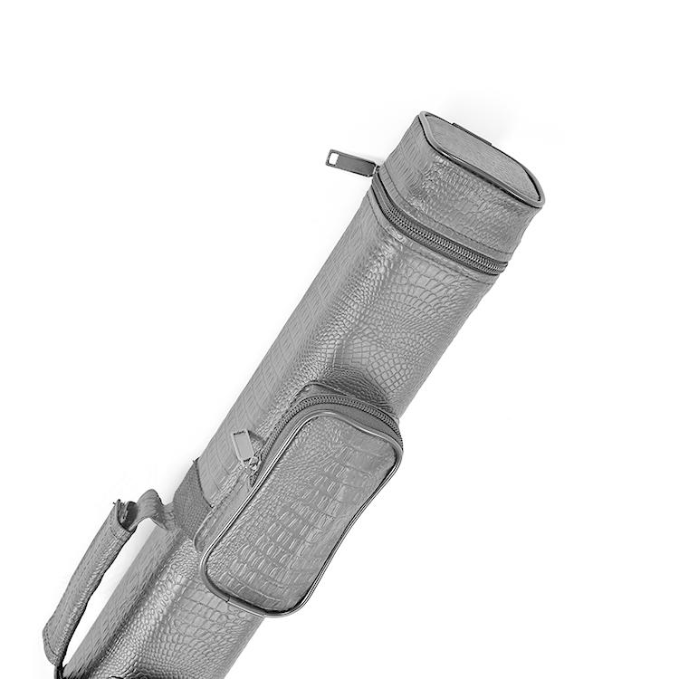 ビリヤードキューケース 黒ブラック/茶/クロコダイル調 【2バット×2