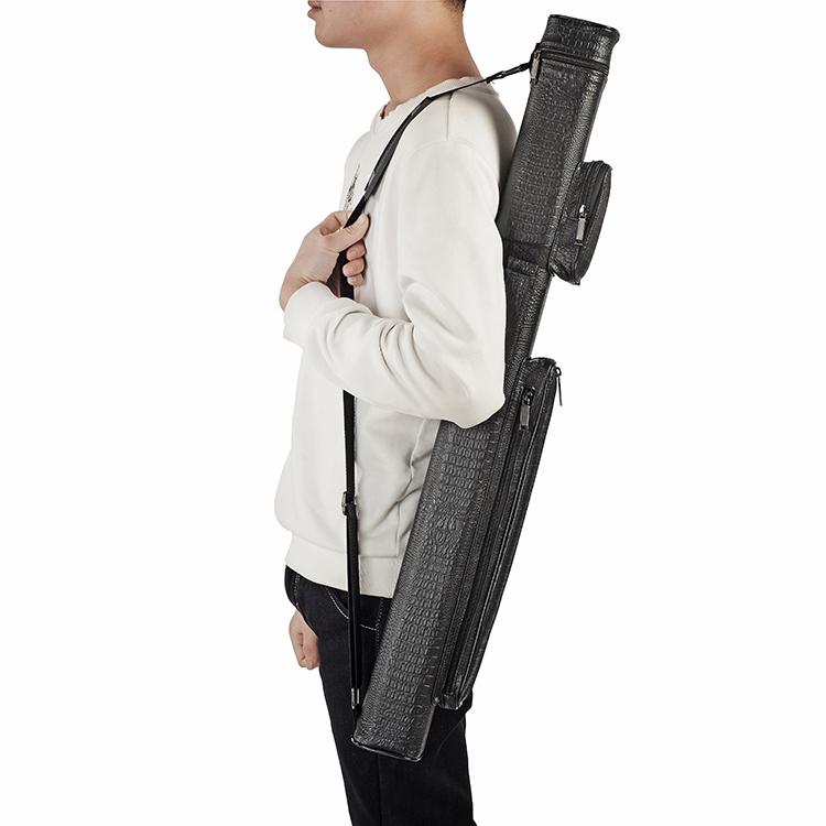 ビリヤードキューケース 黒ブラック/茶/クロコダイル調 【2バット×2