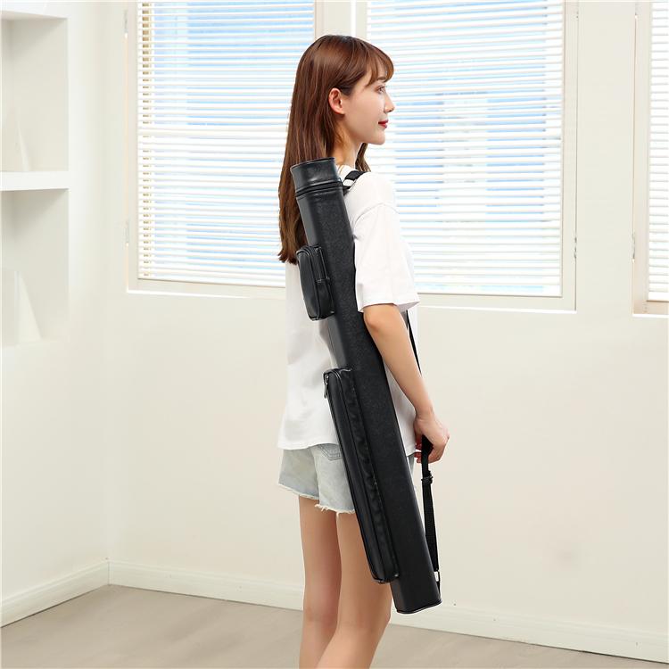 ビリヤードキューケース 黒ブラック/茶/クロコダイル調 【2バット×2