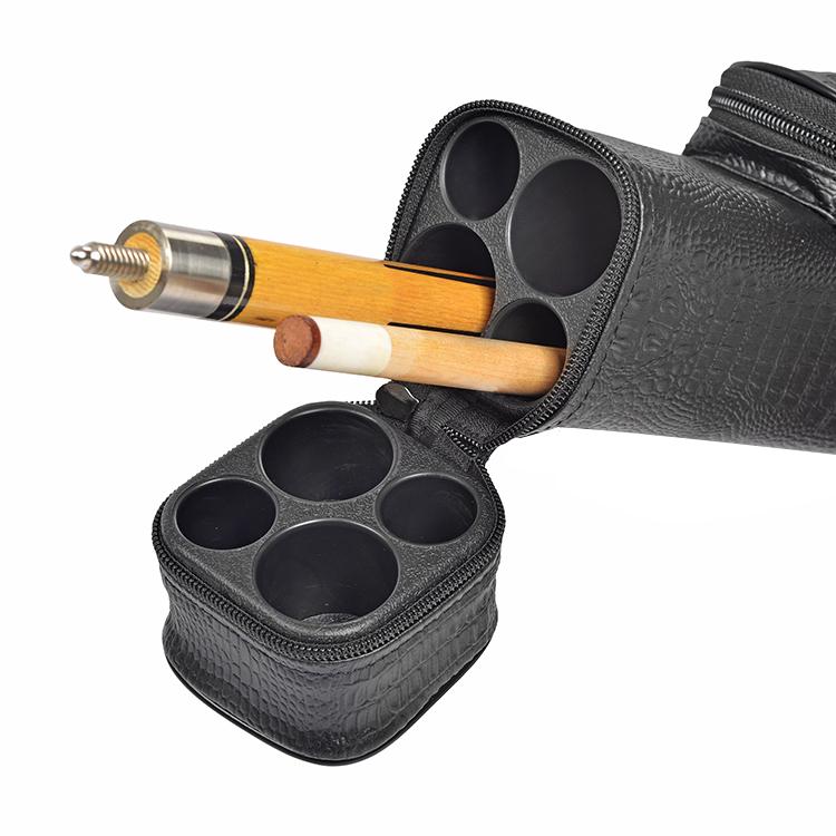 ビリヤードキューケース 黒ブラック/茶/クロコダイル調 【2バット×2