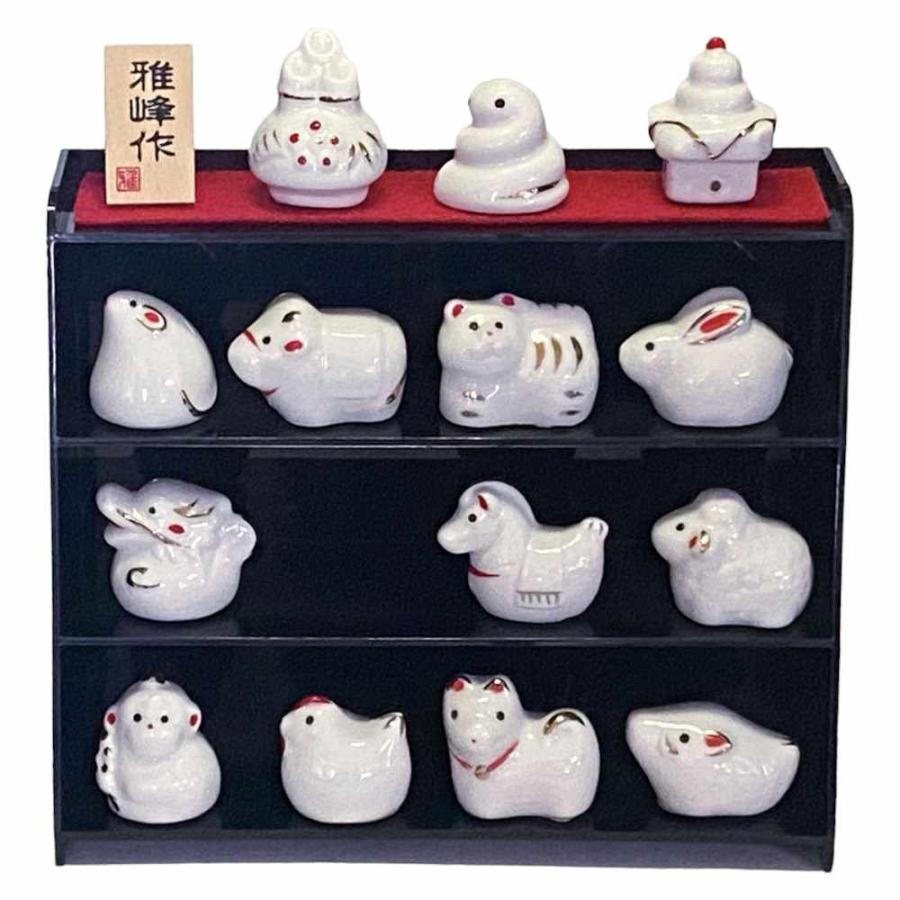 干支 置物 コンパクト 十二支飾り/ 白磁金彩十二支段飾り /縁起 町内会