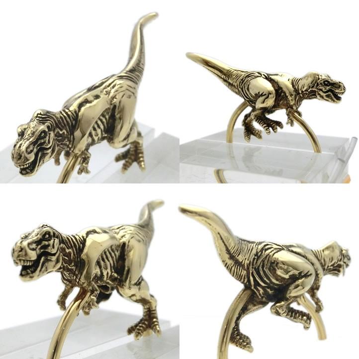 金色の恐竜、T-REX、ティラノサウルスキーリング 真鍮 ブラス