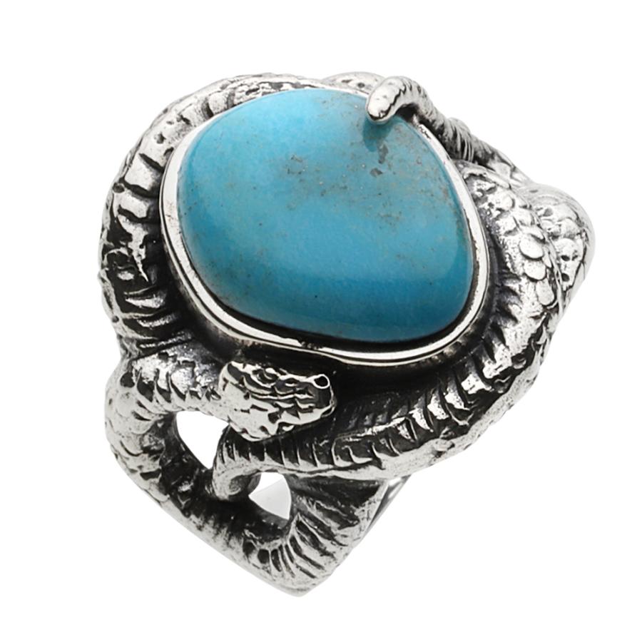 ターコイズ シルバーリング 指輪 メンズ スネーク 蛇 動物 太め 大ぶり