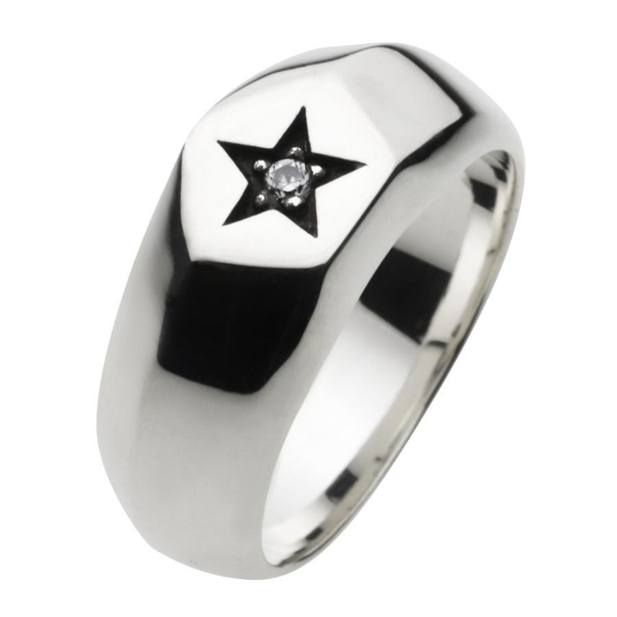 ジルコニア シルバーリング 指輪 メンズ スタイリッシュ スター 星