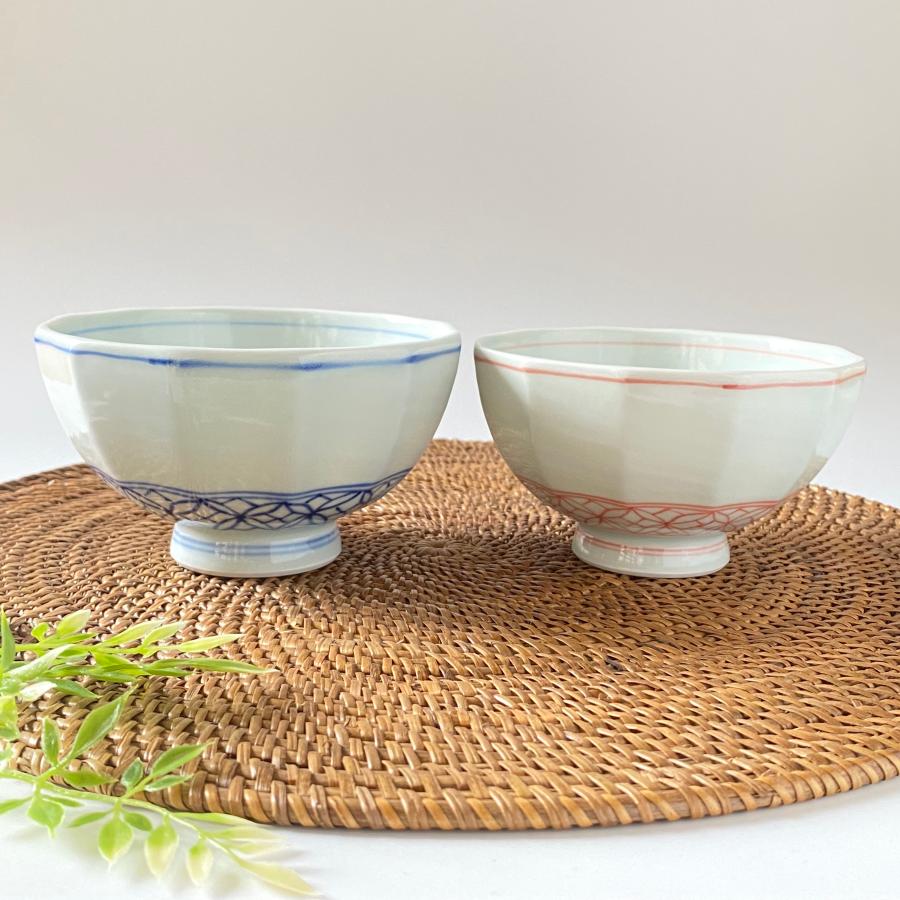 七宝柄 手描き 有田焼 ペア茶碗 夫婦茶碗 セット ご結婚祝い