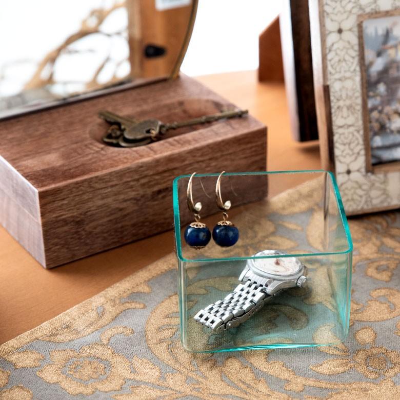 ガラスケース 小物入れ ディスプレイ 収納 アクセサリー入れ コットン