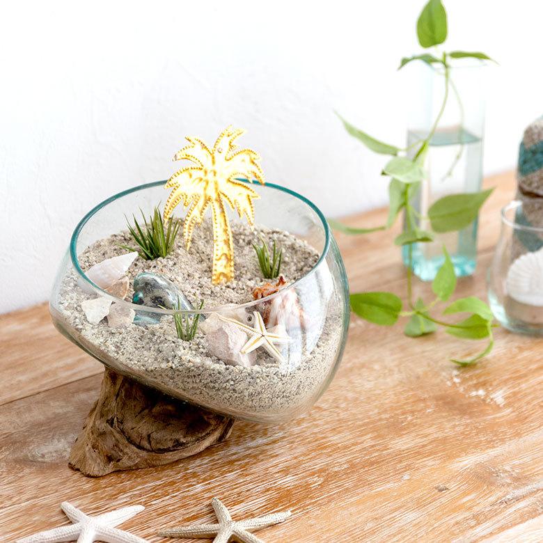 ELEMENTS ガラス鉢 流木 プランターオブジェ ガラスボウル オブジェ