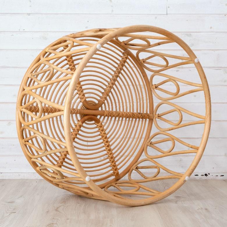 ELEMENTS センターテーブル ローテーブル ラタン 籐 ガラス天板