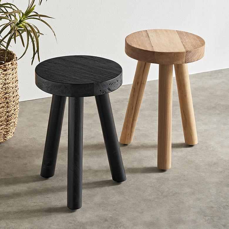 ELEMENTS スツール 木製 丸 椅子 チェア 木 古材 天然木 いす ラウンド