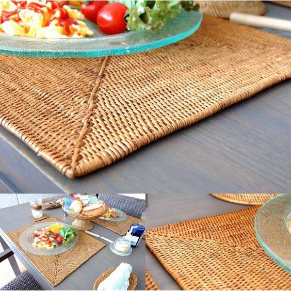 ランチョンマット アジアン おしゃれ アタ製 テーブル マット スクエア