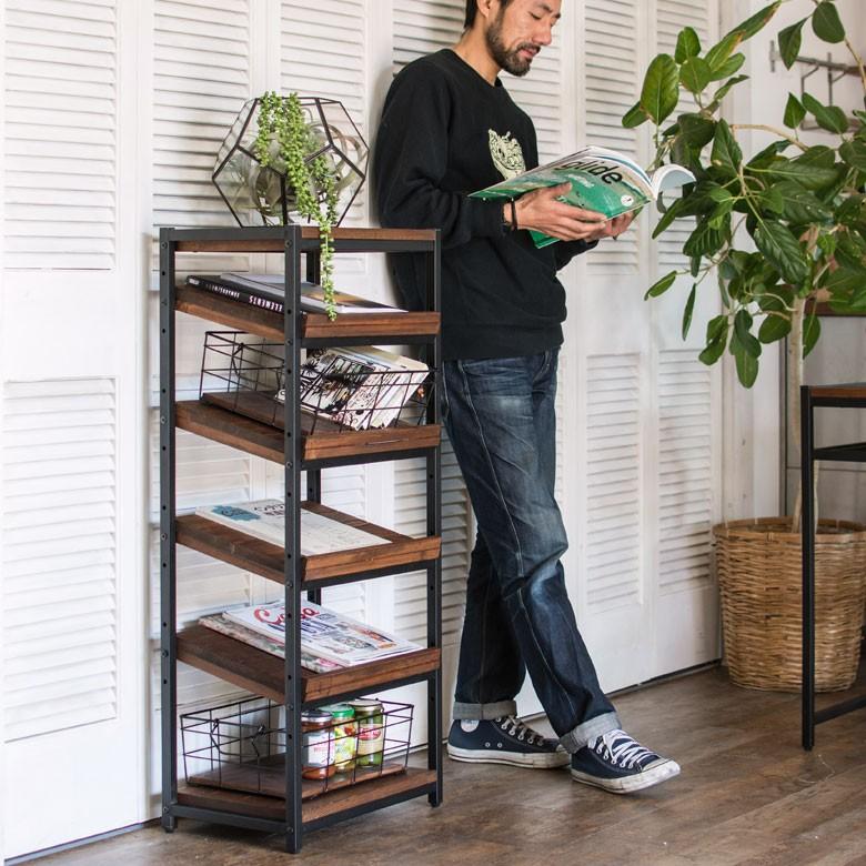 ELEMENTS シューズラック 5段 木製 無垢材 アイアン 12足 ブラウン