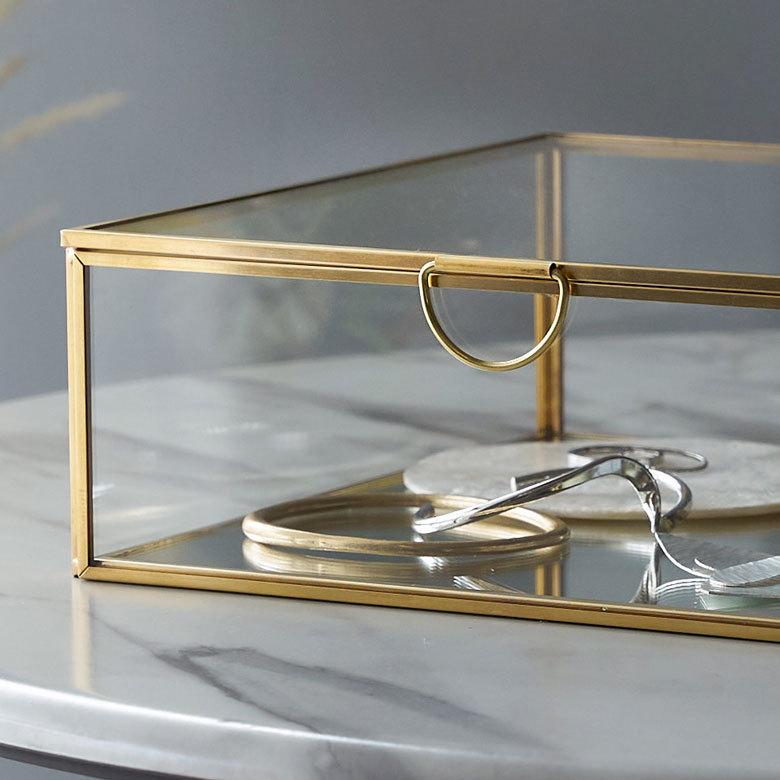 ELEMENTS ガラス ケース ジュエリー ボックス ふた付き 小物 入れ 卓上