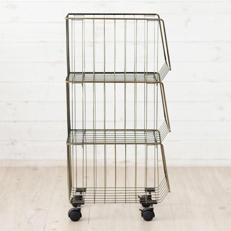 ラック 3段 ワゴン スチール製 キッチンワゴン キャスター付き