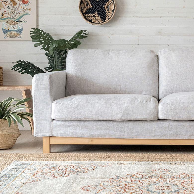 東谷 ソファ 2人掛け 2P ファブリック 約W181cm ホワイト グレー