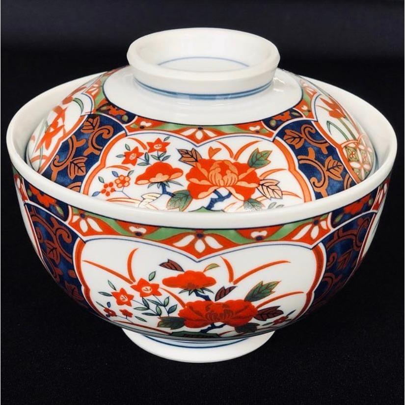 美濃焼 金彩錦草花円菓子碗 陶器 陶磁器 蓋付 フタ付 どんぶり 丼 雑煮