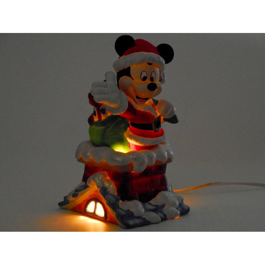 ミッキー サンタ 煙突に入る ライトアップ ビスク フィギュア エネスコ