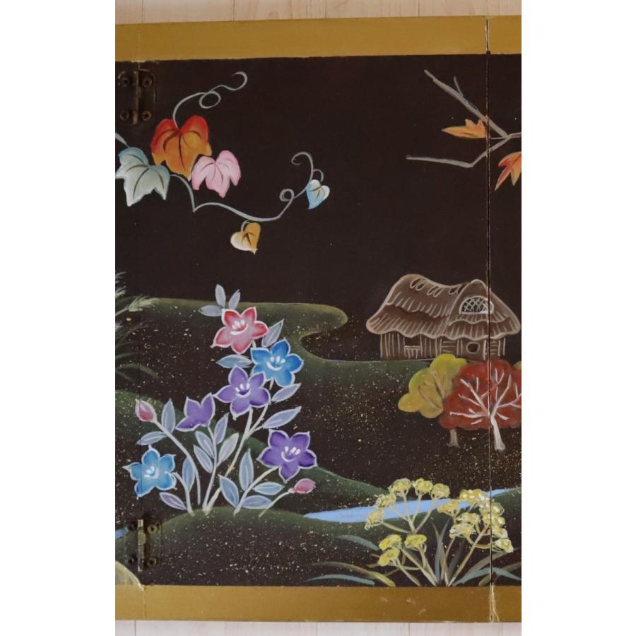 トールペイントご自分で描く図案付白木素材キット 無垢材 4曲屏風（小