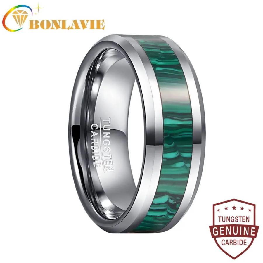 指輪 リング タングステン 緑 グリーン ストーン メンズ 男性 象眼細工