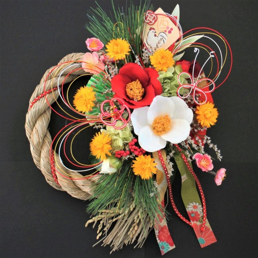 お楽しみ○紅白椿しめ縄飾り○ しめ縄リース おしゃれ しめ縄飾り
