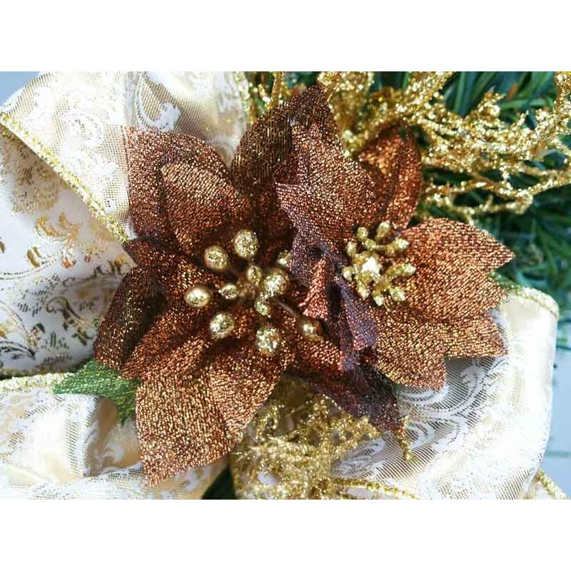 デラックスクリスマスリース 60cm ゴールド 特大 玄関 おしゃれ 北欧