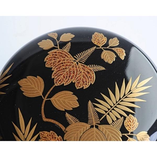 蒔絵師 鈴谷鐵五郎 嵯峨絵 棗 仕覆、共箱 高さ約7．2cm茶道具