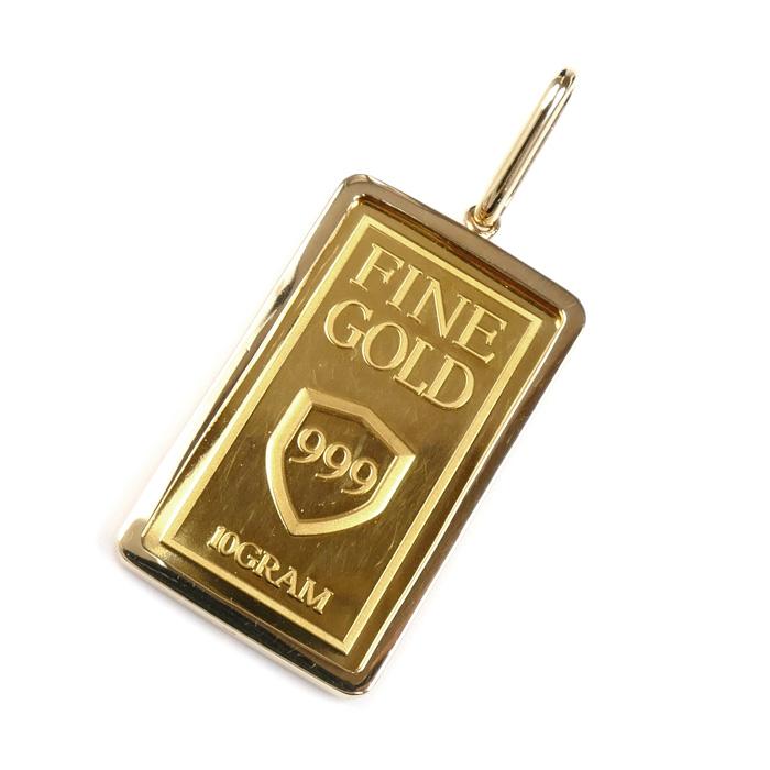 999/K18(枠) ペンダントトップ 14.2g インゴット10g メンズ 中古 美品