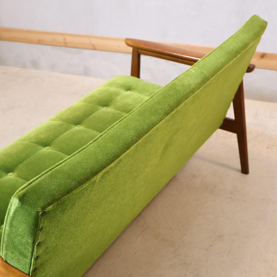 カリモク60 Karimoku モケットグリーン Kチェアー2シーター レトロ