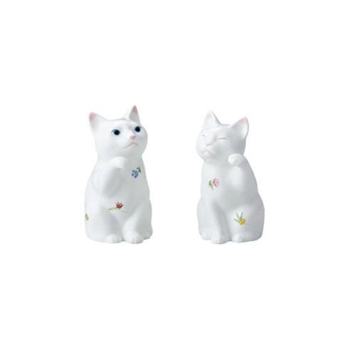 ノリタケ Noritake 置物 招き猫(小) ペアセット(花柄) AC4489/P45523
