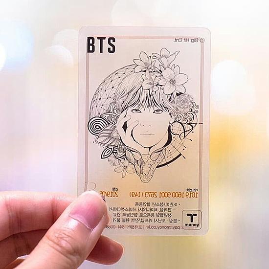 BTS 透明 イラスト T-moneyカード（V）[韓国][交通カード][防弾少年団