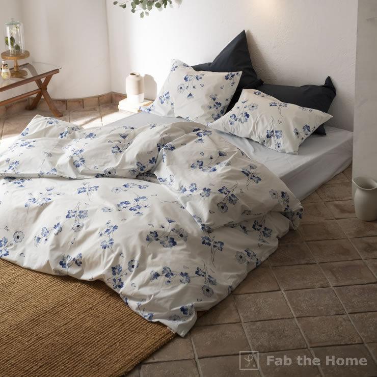 アンティークの植物画風花柄の掛け布団カバー シングルサイズ（150