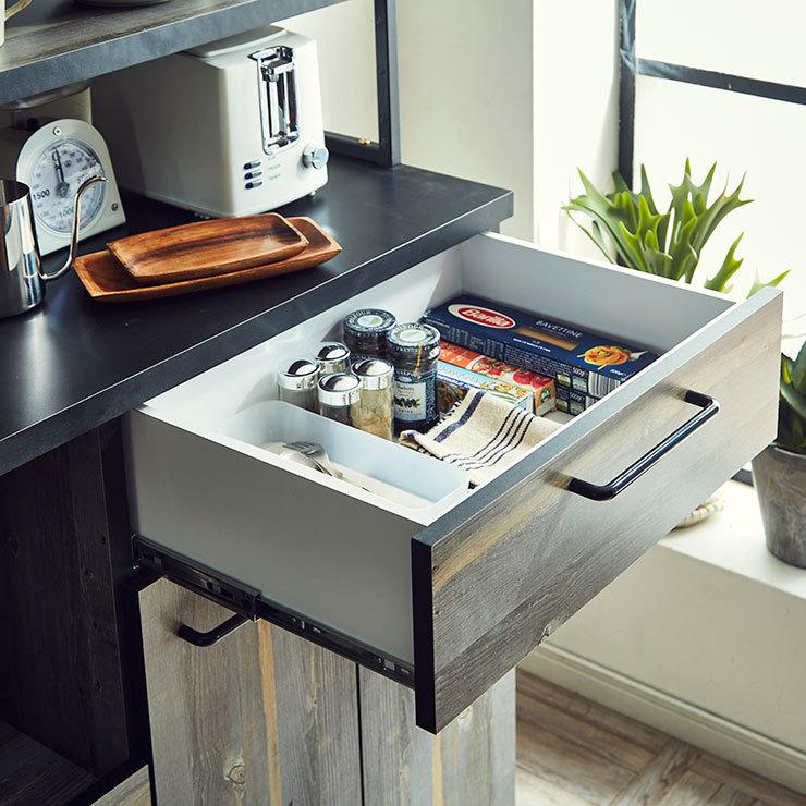 KAGUCOCO 食器棚 完成品 120 レンジ台 おしゃれ レンジボード レンジ