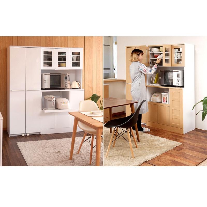 食器棚 キッチン収納 カップボード 幅90 レンジ台 大容量 白 キッチン