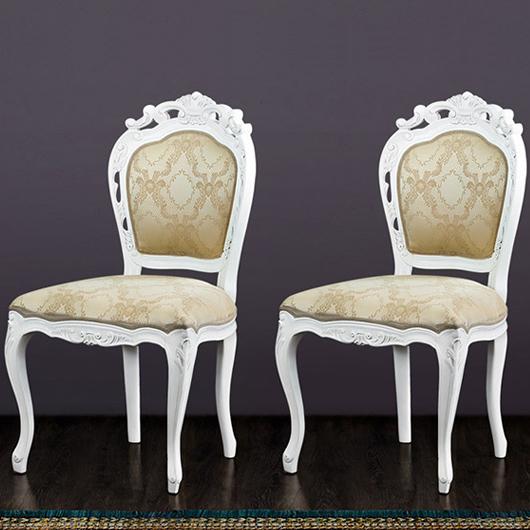 チェアー 2脚セット 椅子 アンティーク ひじ無し 猫脚 ホワイト 白 姫