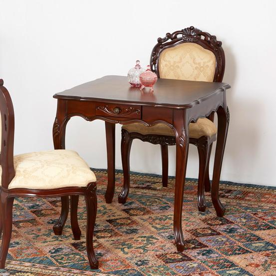 ダイニングテーブル 幅75cm アンティーク 猫脚 クラシック 二人用