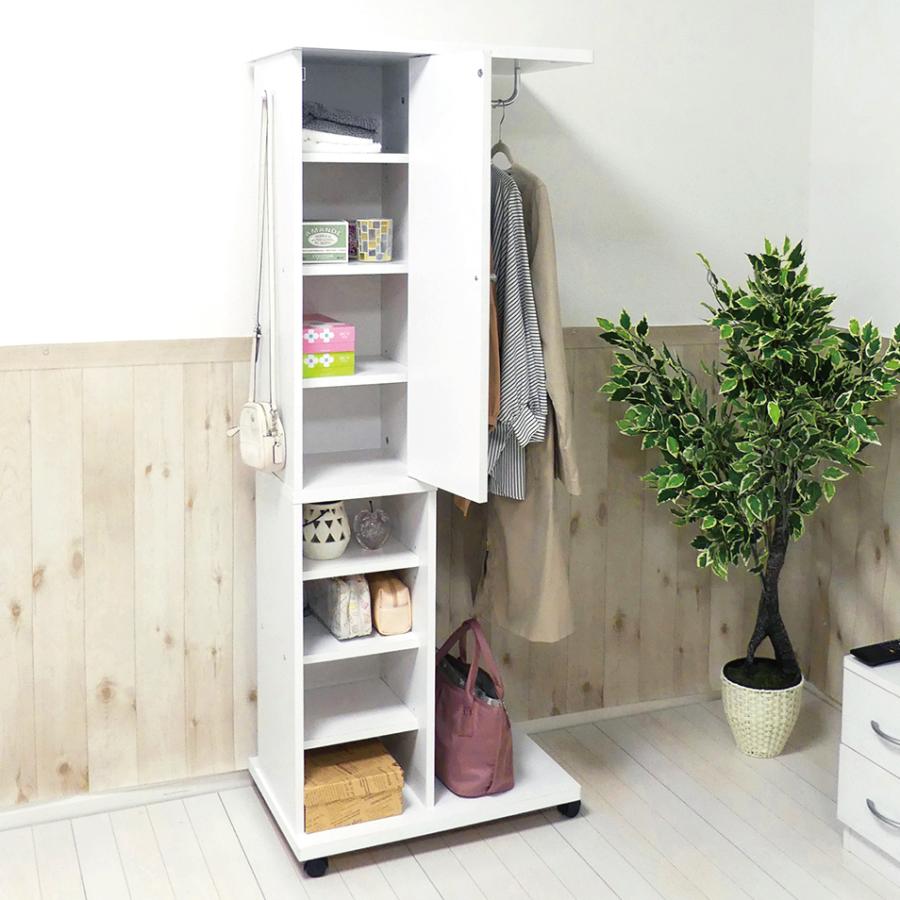 ミラー付き ハンガーラック 収納棚付 日本製 幅60 コートハンガー