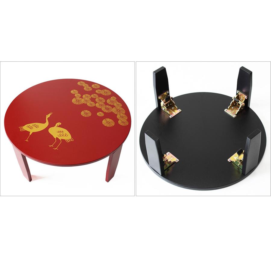 和風カフェテーブル 幅60cm 漆器 うるし 漆塗り 古風 折りたたみ