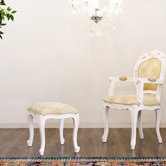 椅子 猫脚スツール ロココ調 アンティーク 姫家具 白 スツール 可愛い