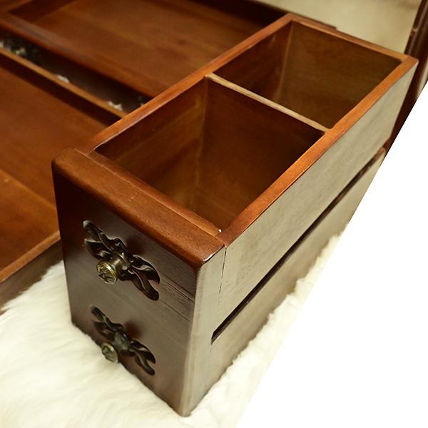 三面鏡セット ドレッサー セット 横幅90cm マホガニー 無垢材使用