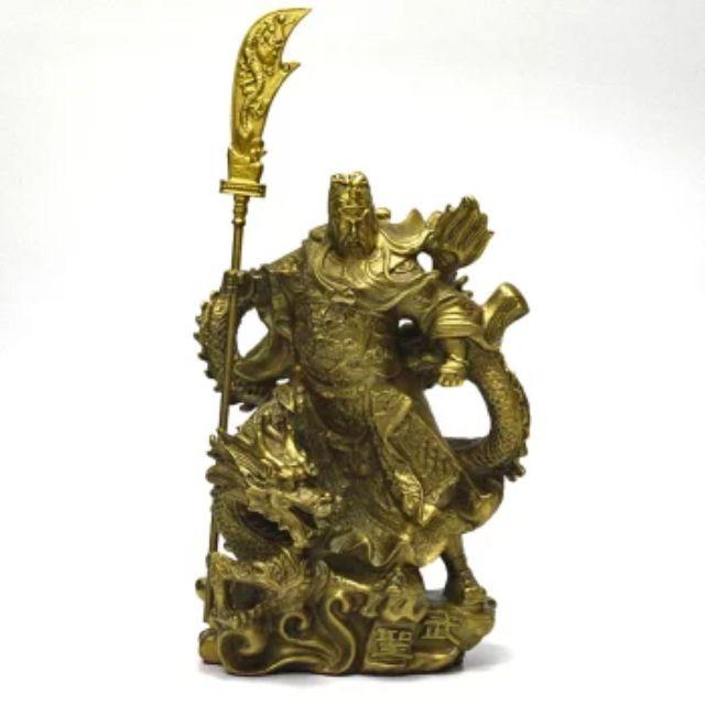 龍 関羽公 財神 置物 銅製 特大サイズ 青龍刀 関羽雲長 三国志 風水