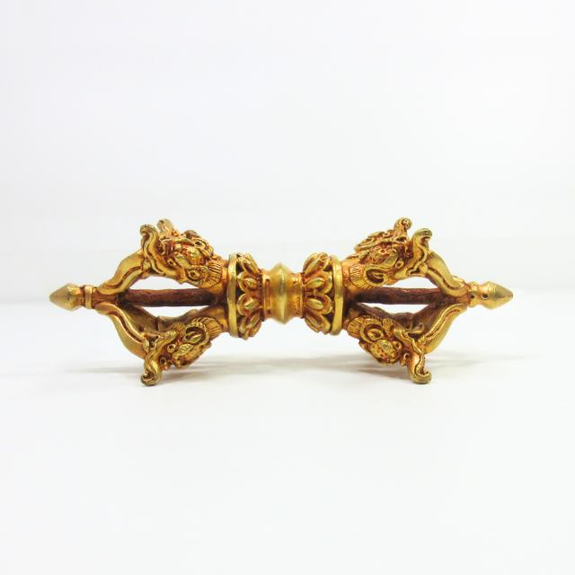 金剛杵 五鈷杵 ドルジェ バジュラ 長さ約10cm 銅に金鍍金 お守り