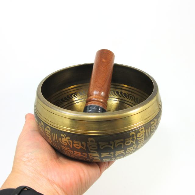 シンギングボウル 7メタル 約13cm A 音浄化 ヨガ 瞑想 癒し 梵字文様